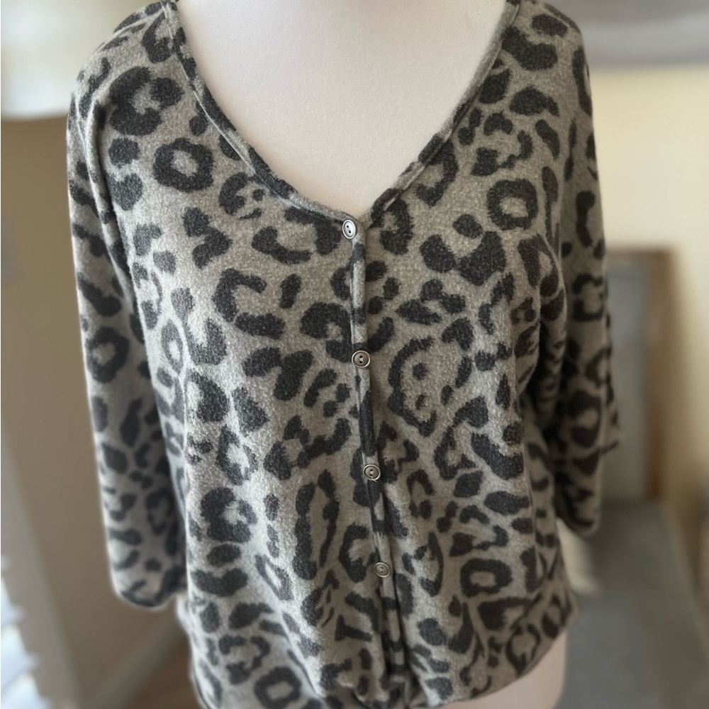 Leopard Print Button-Up Sweater